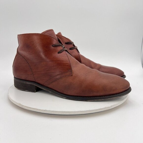Johnston & Murphy Est. 1850 Men Sz 11 Brown Leather Plain Toe Chukka Ankle Boot - Picture 4 of 16